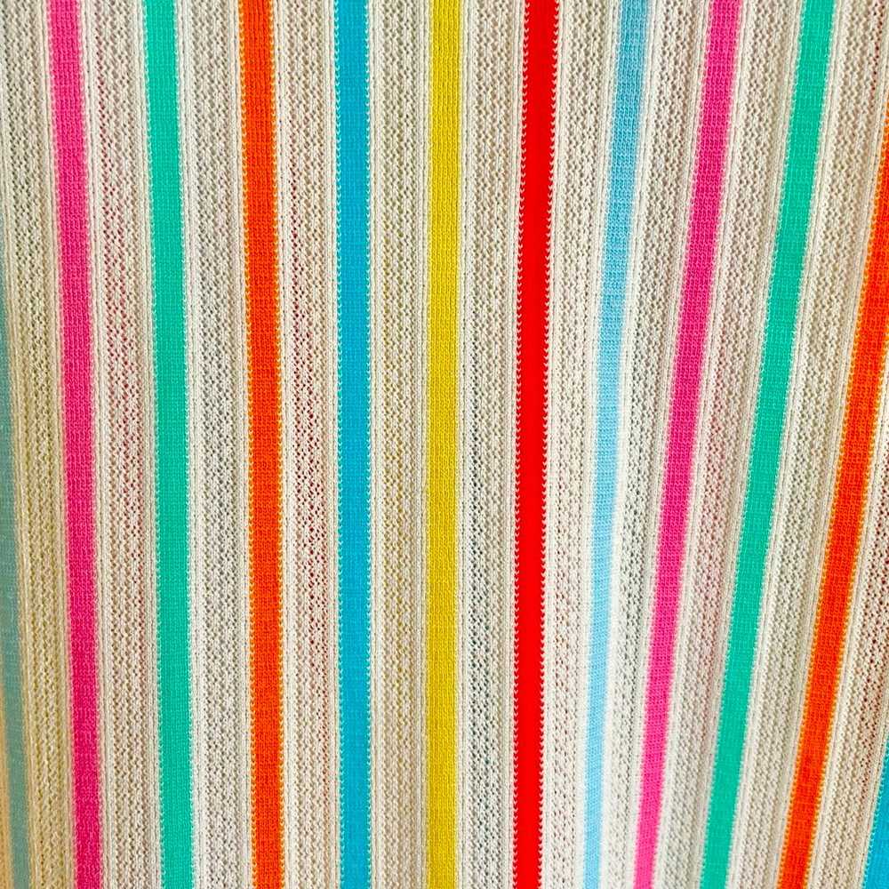 Vintage White Candy Stripe Sleeveless Woven 60s U… - image 4