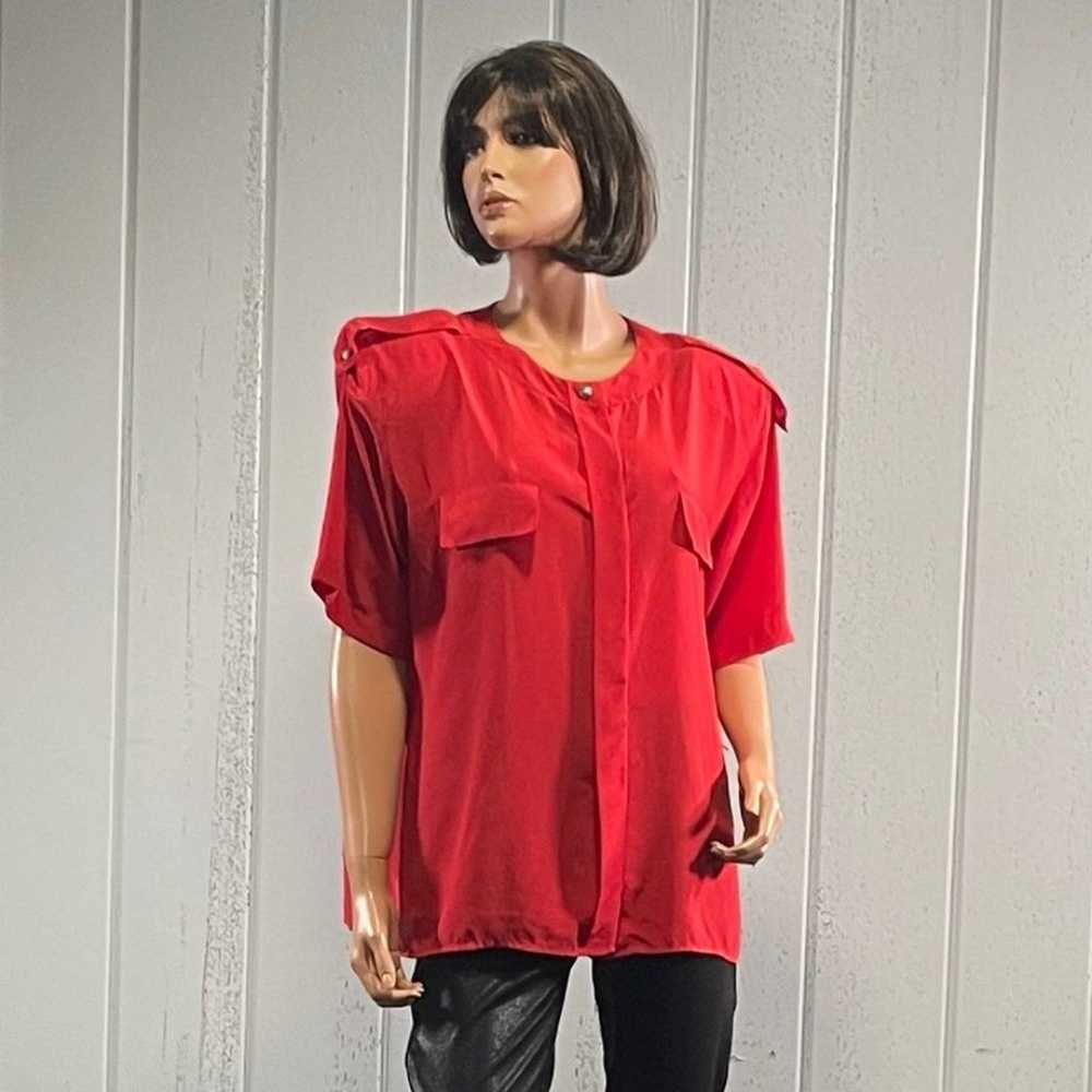 *Vintage Pierre Cardin Women’s Red Short Sleeve B… - image 1