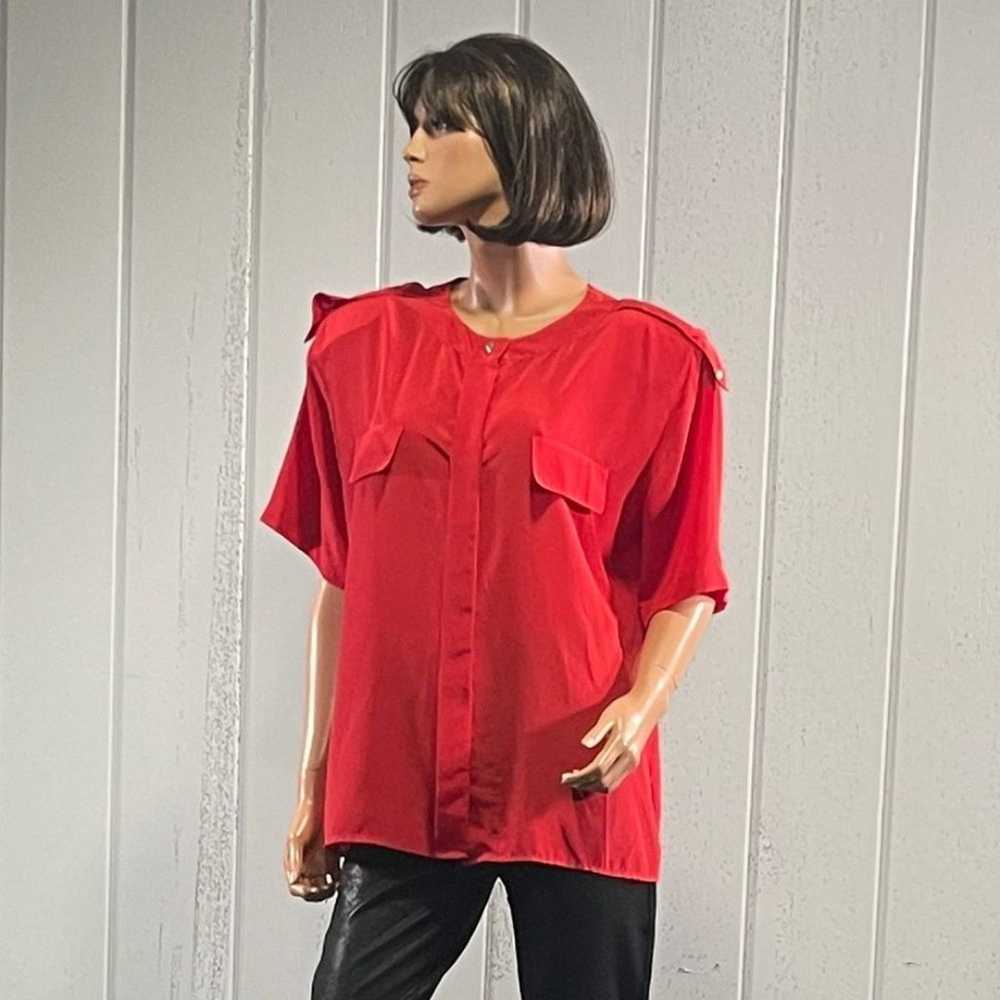 *Vintage Pierre Cardin Women’s Red Short Sleeve B… - image 5