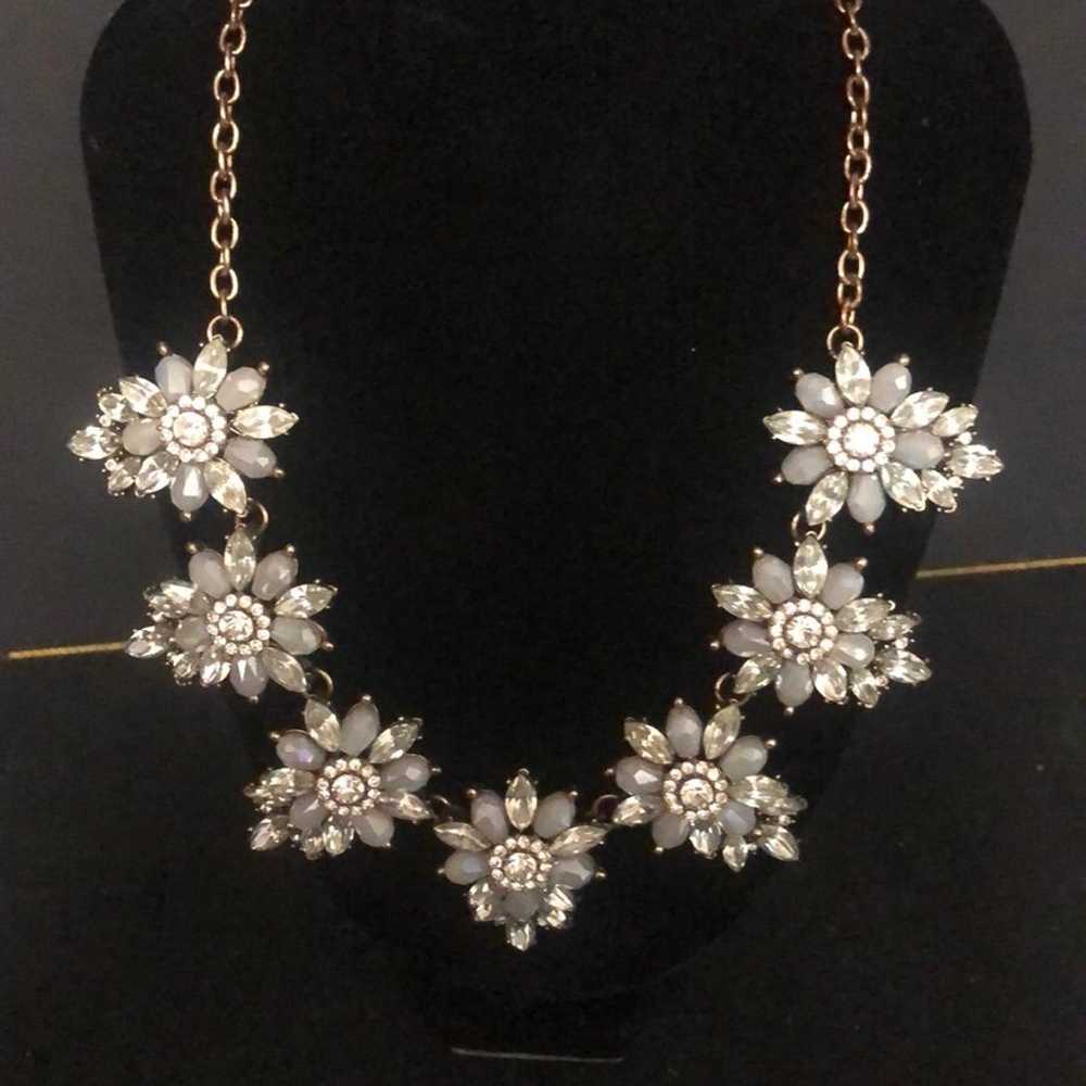 Vintage floral crystal necklace - image 1