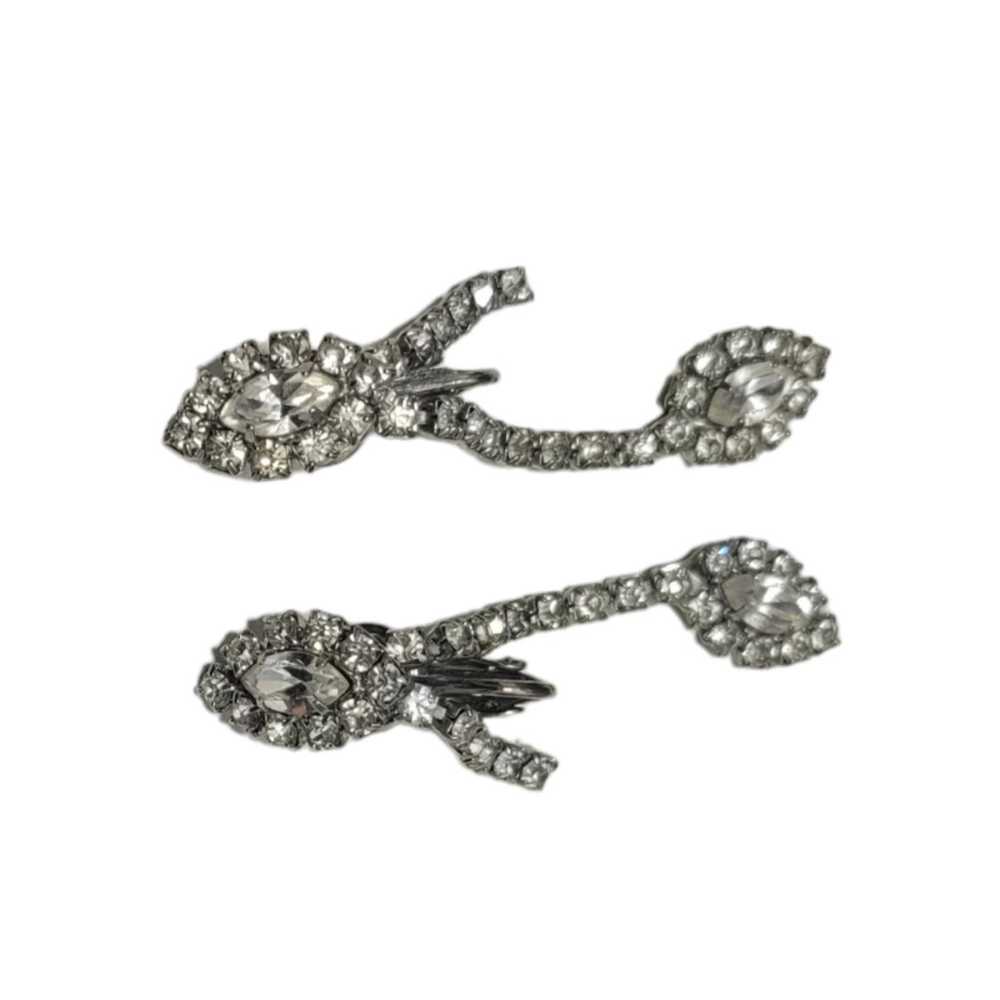 Vintage Rhinestone Unmarked Dangle Earrings Clip … - image 3
