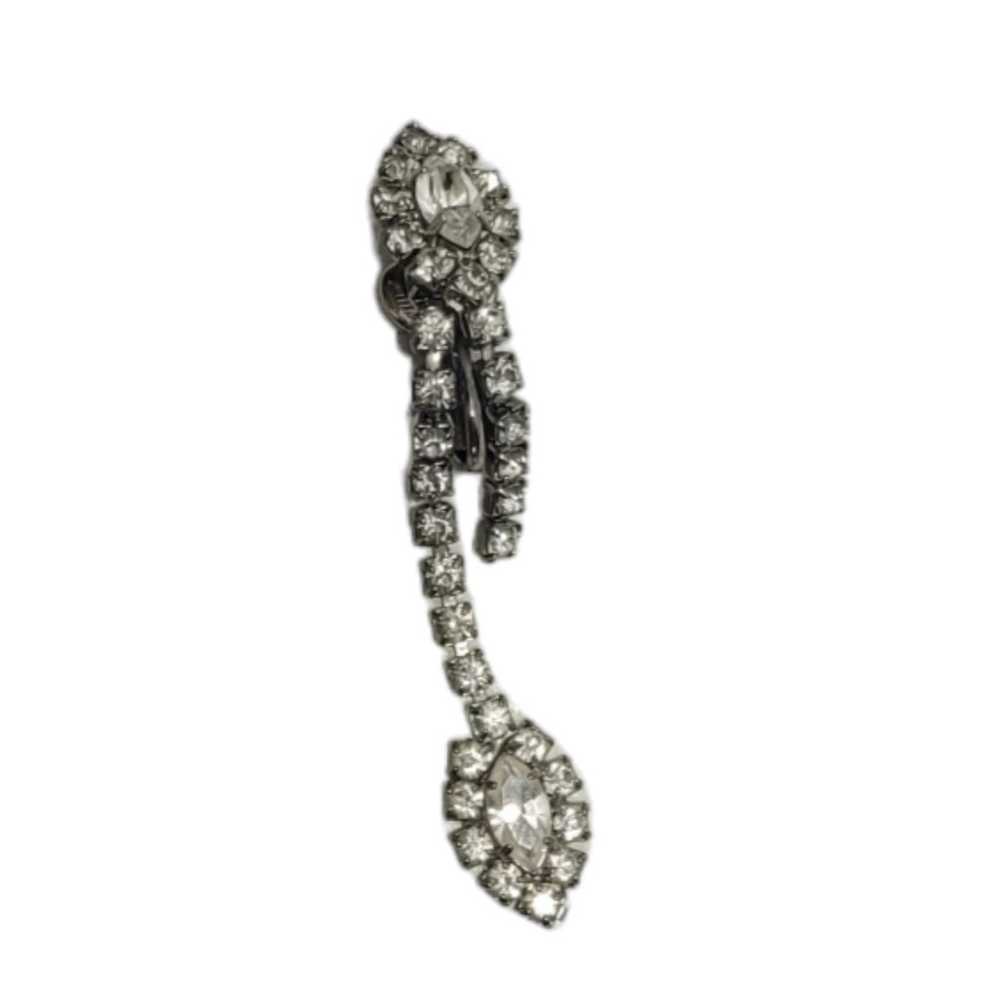 Vintage Rhinestone Unmarked Dangle Earrings Clip … - image 4