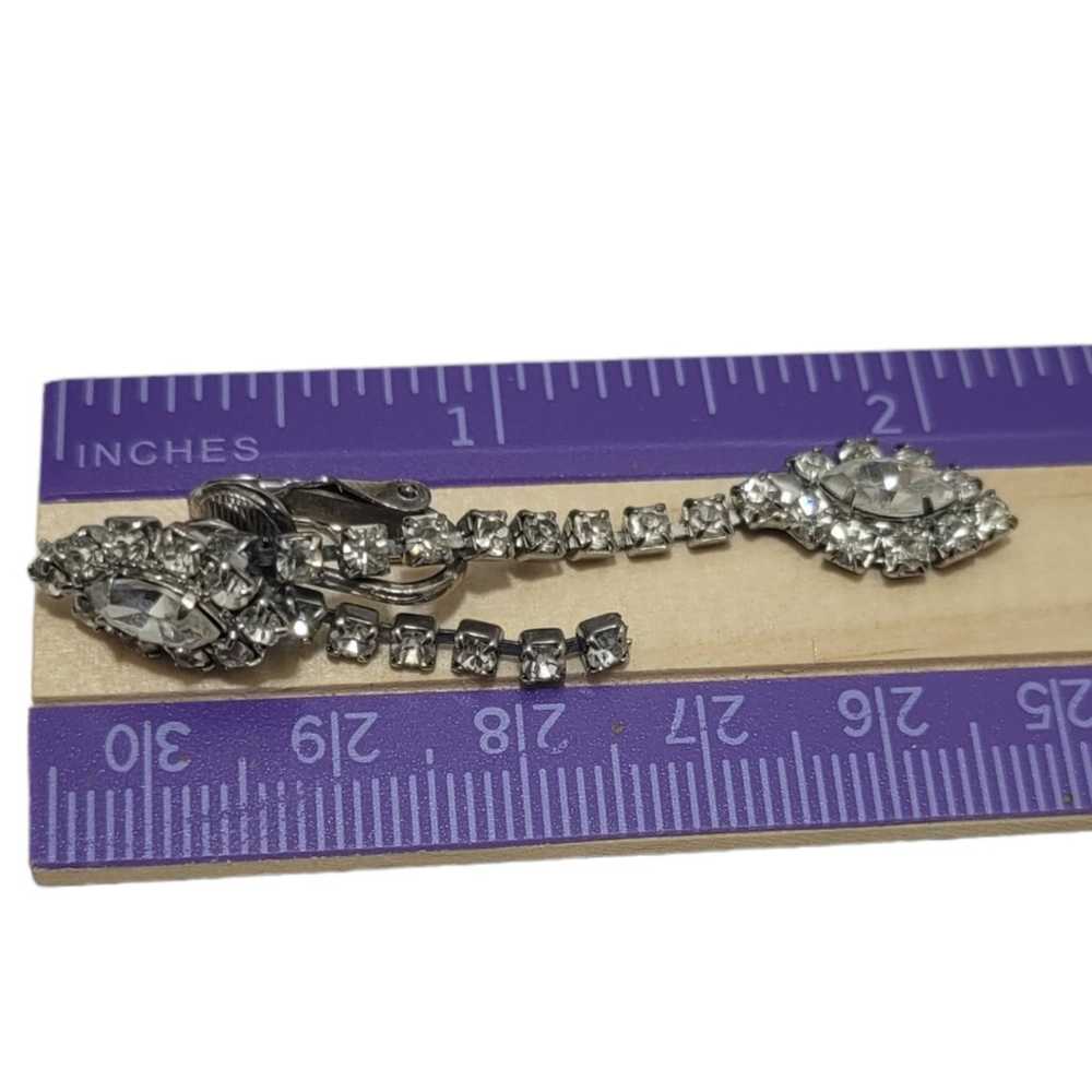 Vintage Rhinestone Unmarked Dangle Earrings Clip … - image 7