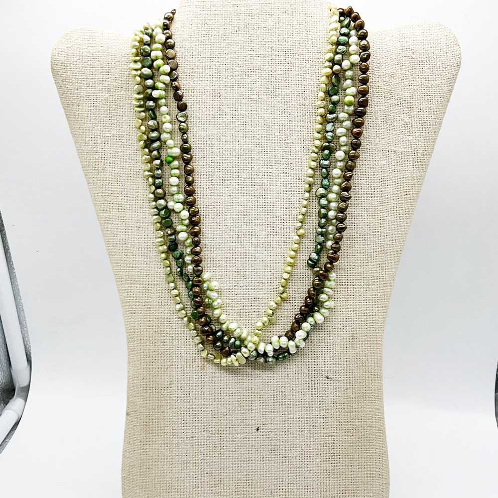 REAL MULTI STRAND COLORED FRESHWATER PEARLS - image 1