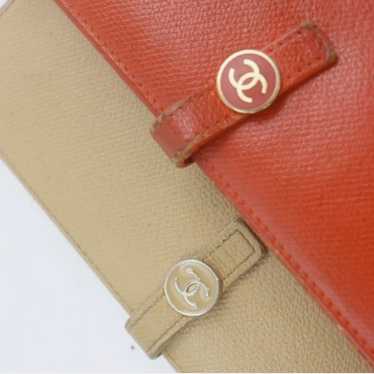 Long leather chanel orange wallet gold