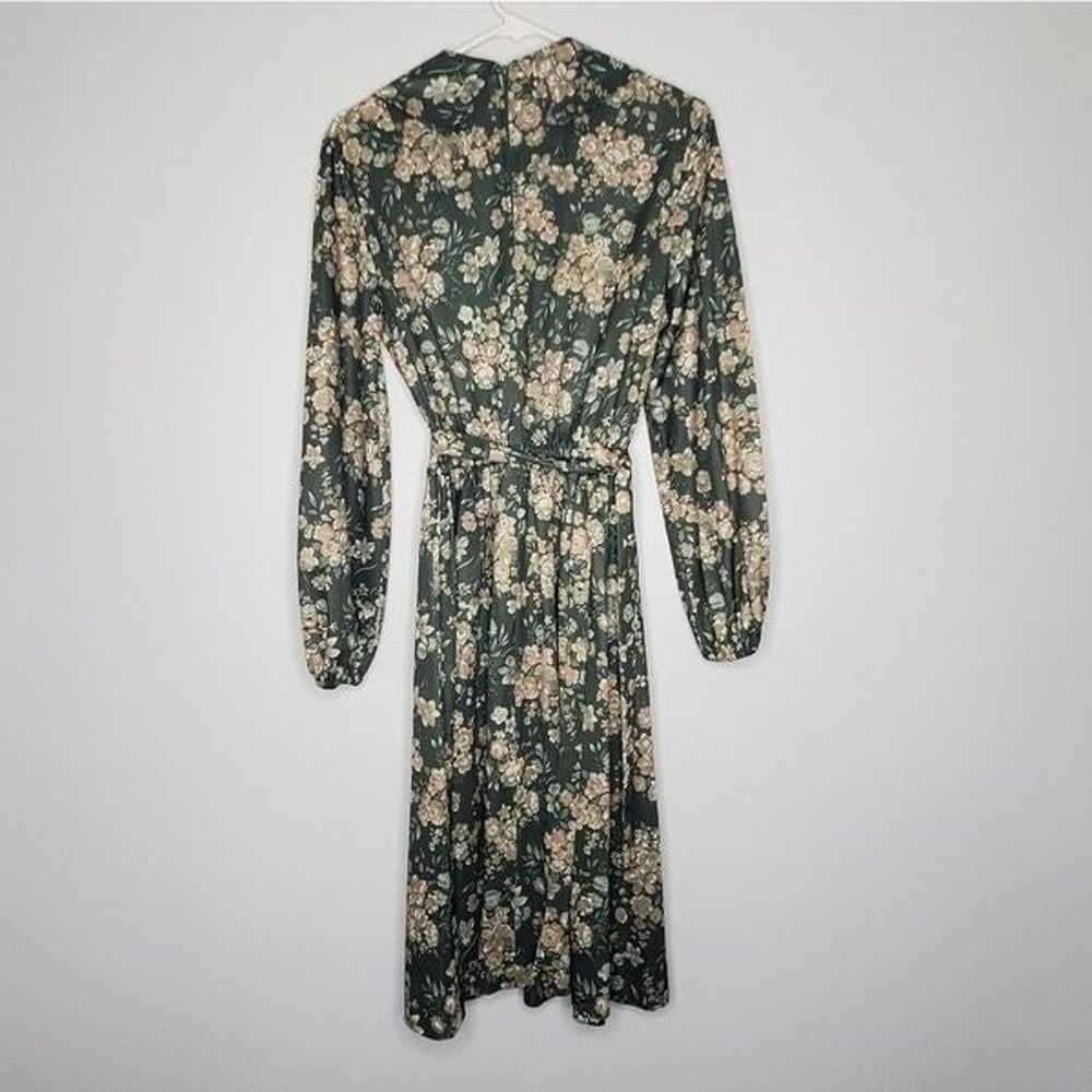 Handmade Vintage Dress Hunter Green Beige Flowers… - image 2