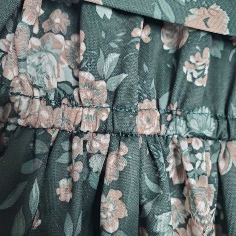 Handmade Vintage Dress Hunter Green Beige Flowers… - image 5