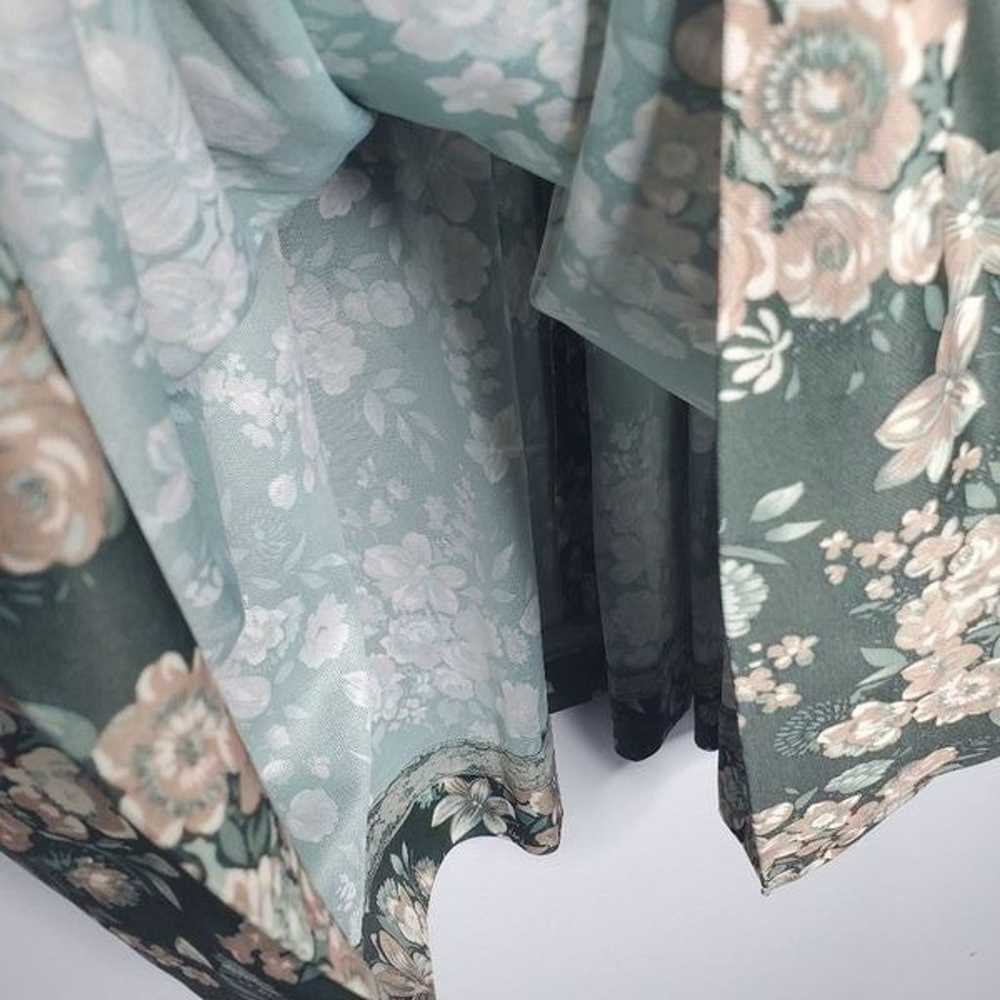 Handmade Vintage Dress Hunter Green Beige Flowers… - image 8