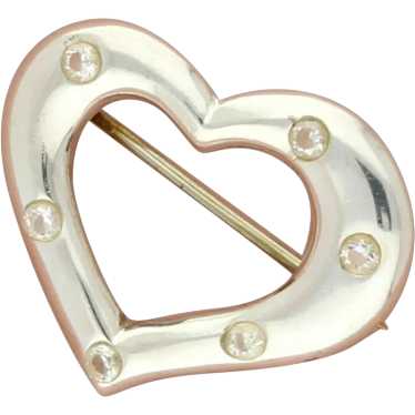 Bocco Sterling Silver Clear Cz Love Heart Brooch - image 1