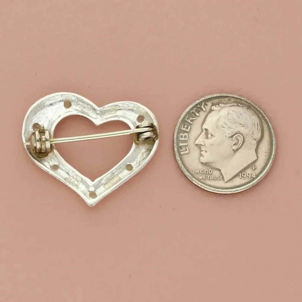 Bocco Sterling Silver Clear Cz Love Heart Brooch - image 3