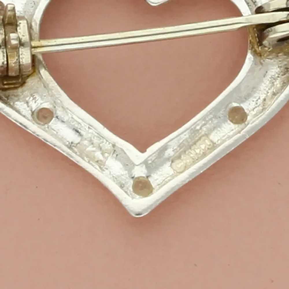 Bocco Sterling Silver Clear Cz Love Heart Brooch - image 4