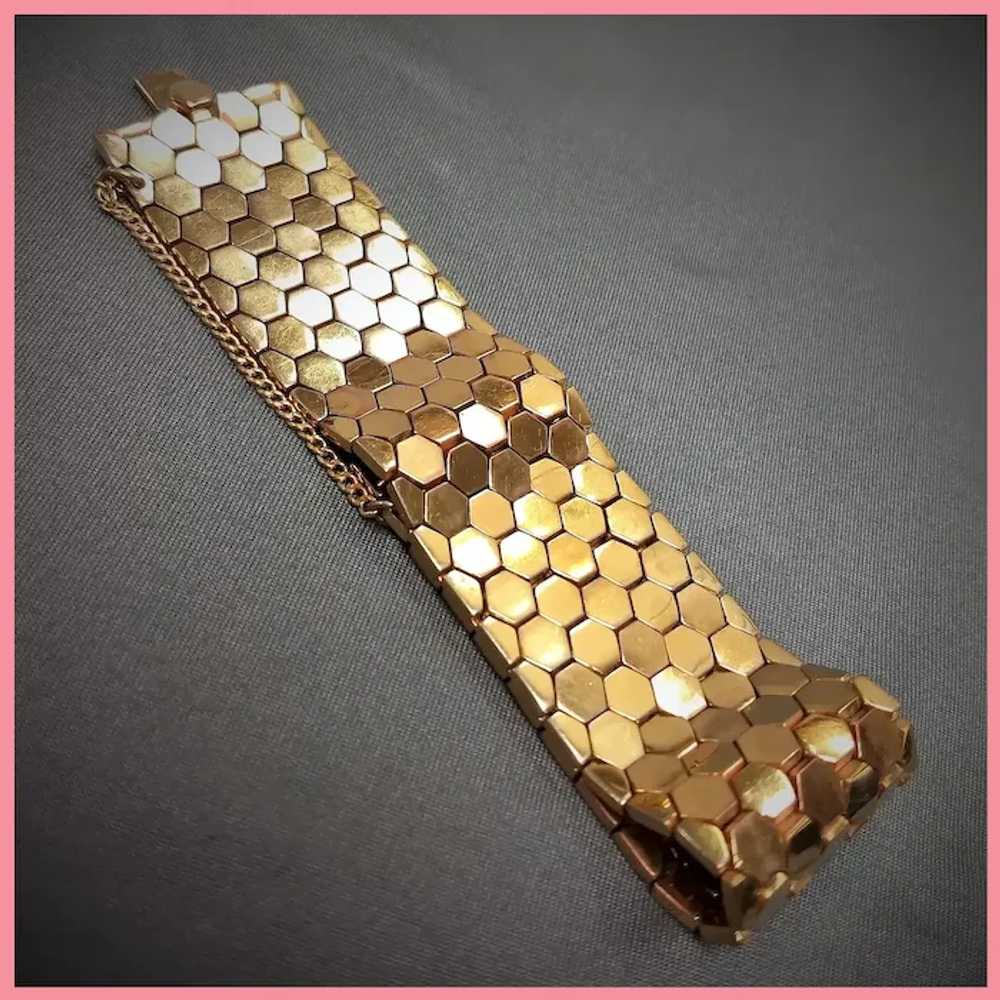 Vintage Trifari Tessellated Honeycomb Wide Bracel… - image 4