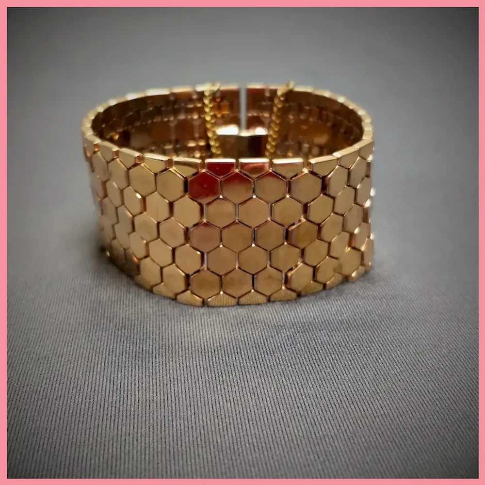 Vintage Trifari Tessellated Honeycomb Wide Bracel… - image 7