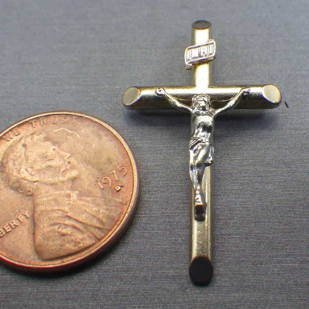Vintage Crucifix Two Tone, 14k Gold Filled, Beaut… - image 3