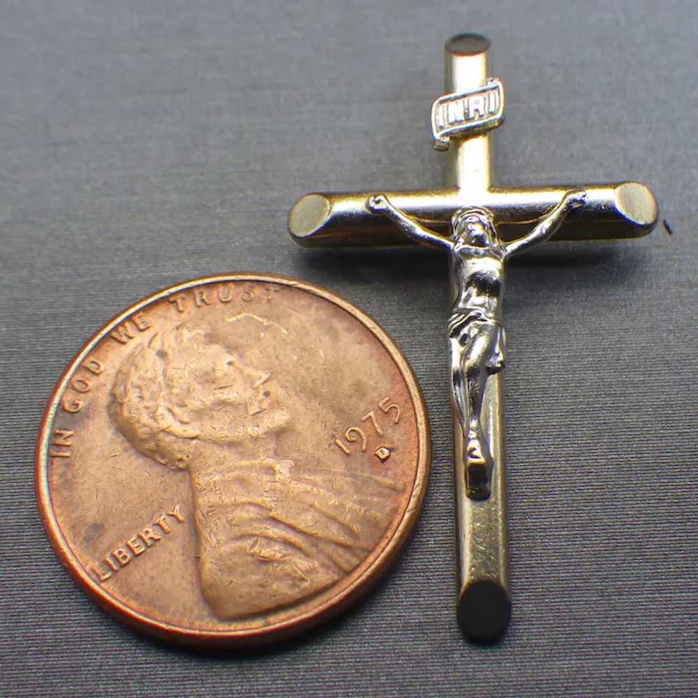 Vintage Crucifix Two Tone, 14k Gold Filled, Beaut… - image 5