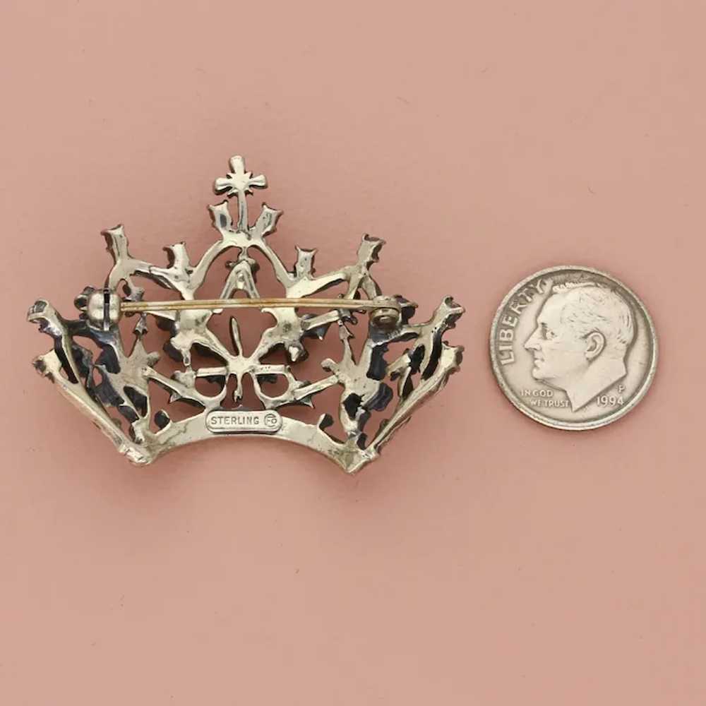 Sterling Silver Vintage Floral Scroll Royal Crown… - image 3