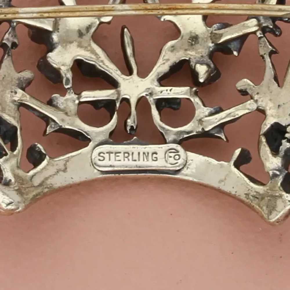 Sterling Silver Vintage Floral Scroll Royal Crown… - image 4