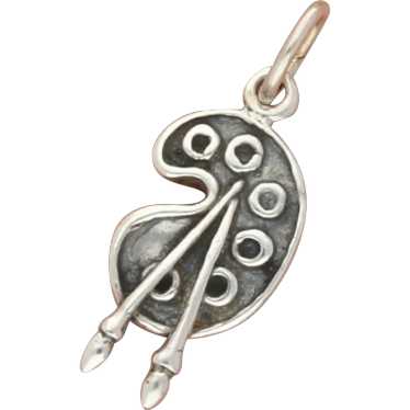 Sterling Silver Artist Painters Palette Charm - image 1