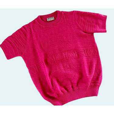 Vintage 1980s KENETH TOO! Pink Short Sleeve Patte… - image 1