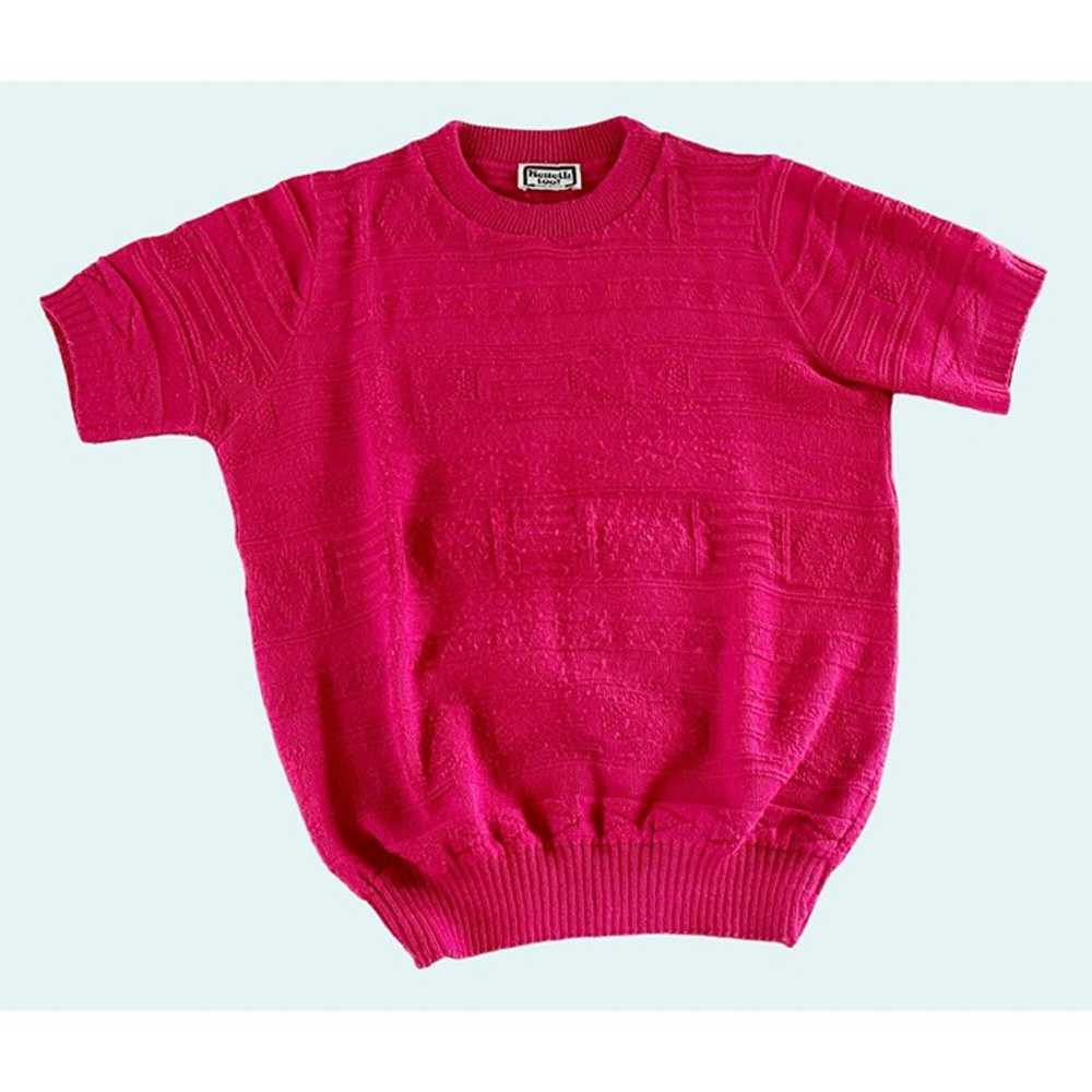 Vintage 1980s KENETH TOO! Pink Short Sleeve Patte… - image 2