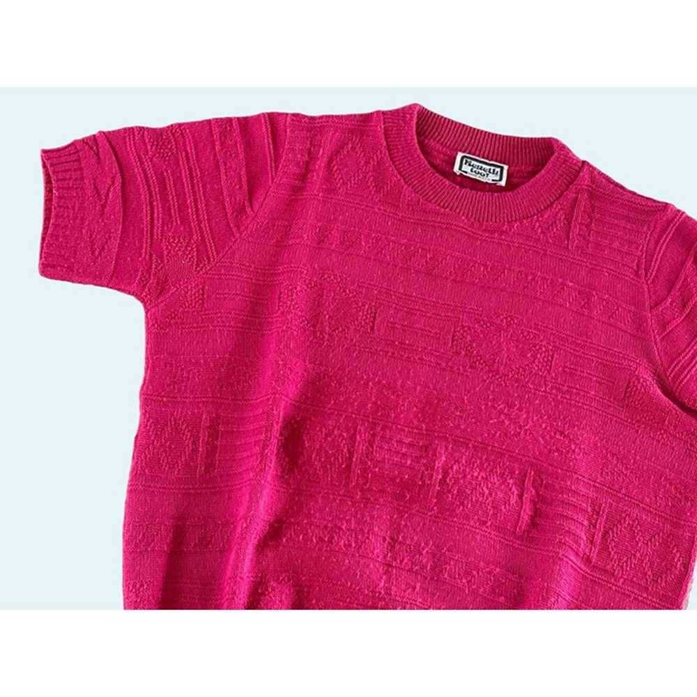 Vintage 1980s KENETH TOO! Pink Short Sleeve Patte… - image 3