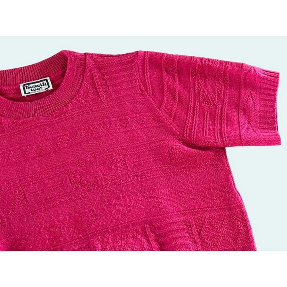 Vintage 1980s KENETH TOO! Pink Short Sleeve Patte… - image 5
