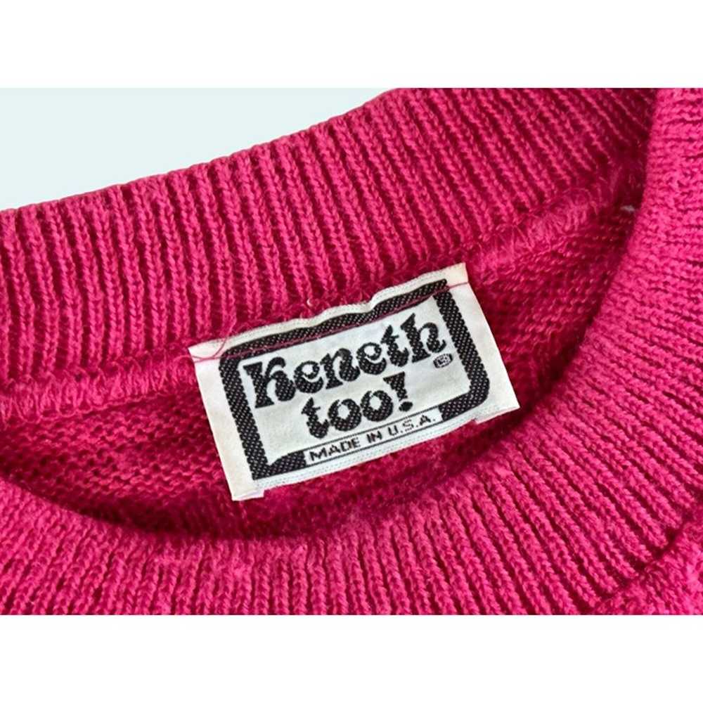 Vintage 1980s KENETH TOO! Pink Short Sleeve Patte… - image 6