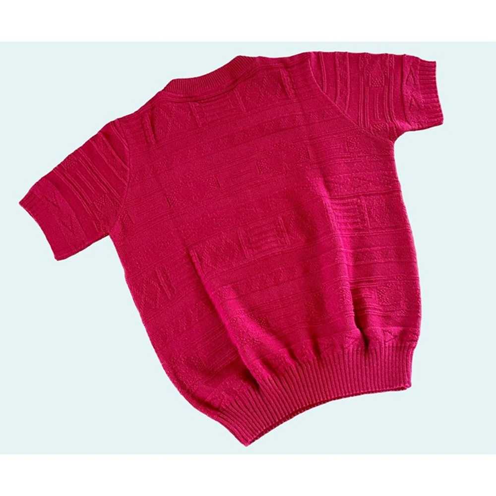 Vintage 1980s KENETH TOO! Pink Short Sleeve Patte… - image 7