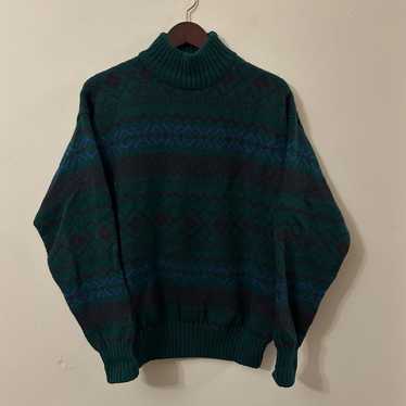 Green & purple vintage striped knitted sweater