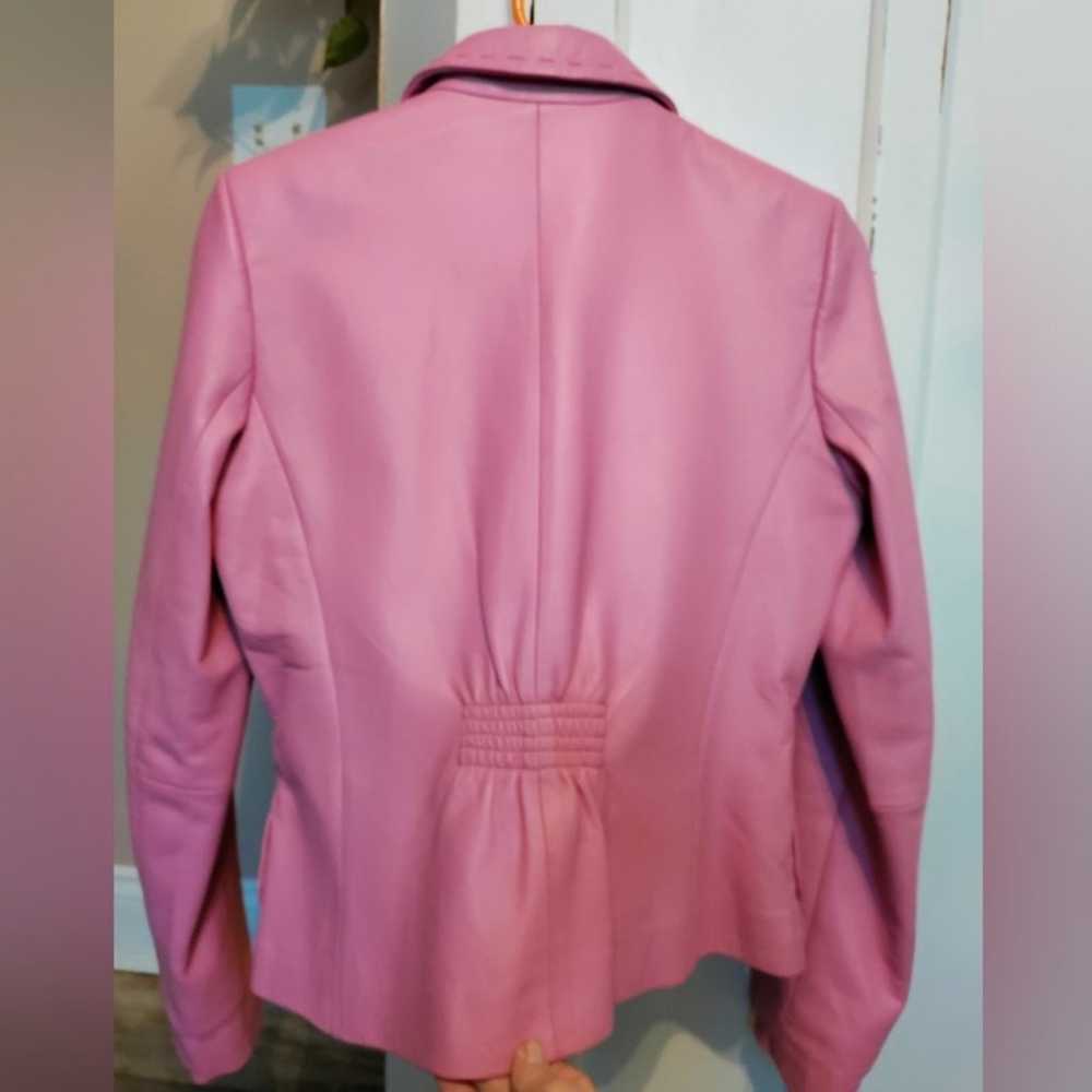 Wilsons Leather Pelle Studio pink leather blazer … - image 2