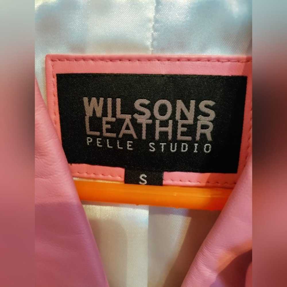 Wilsons Leather Pelle Studio pink leather blazer … - image 3