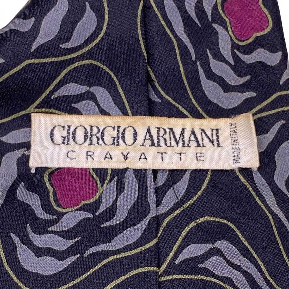 Vintage Giorgio Armani 100% Silk Black Abstract N… - image 4