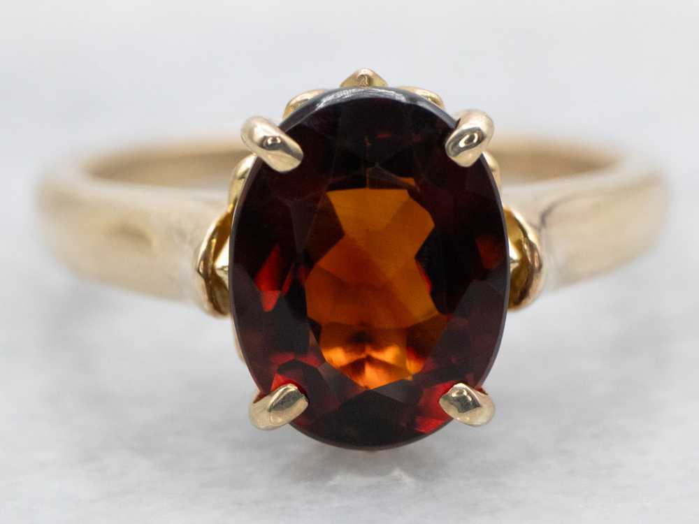 Yellow Gold Oval Cut Citrine Solitaire Ring - image 1