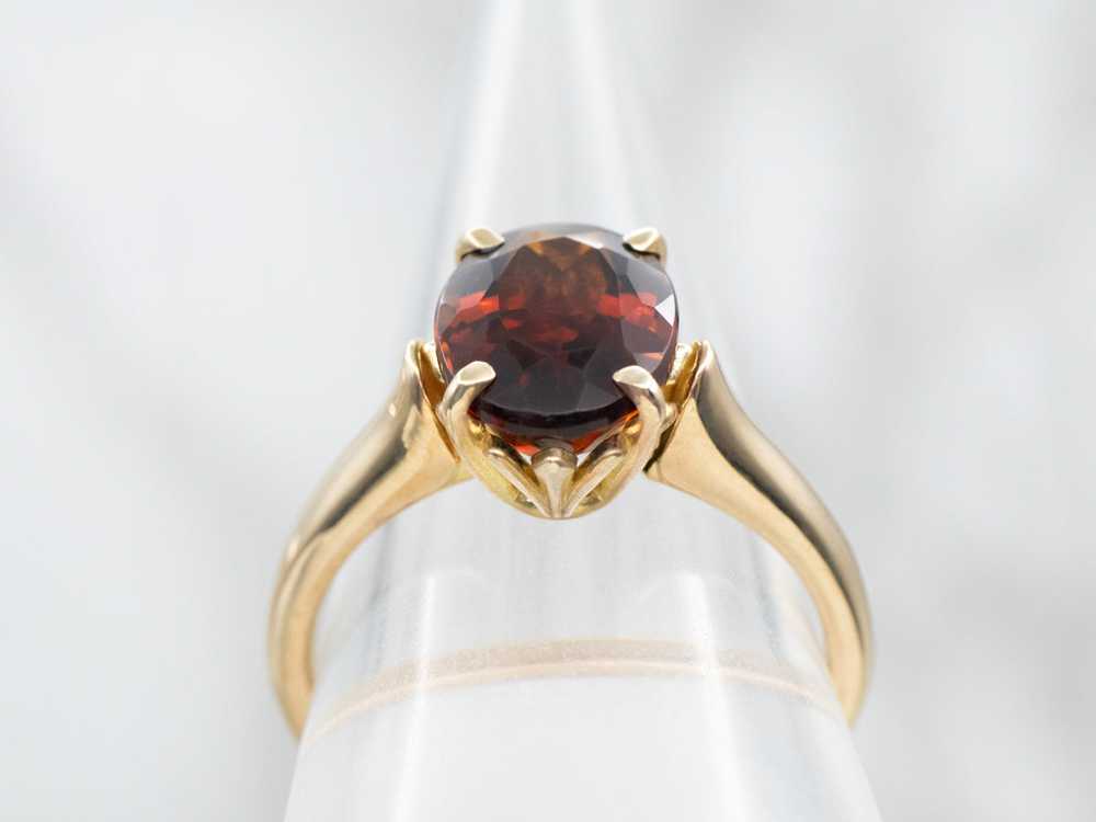Yellow Gold Oval Cut Citrine Solitaire Ring - image 3