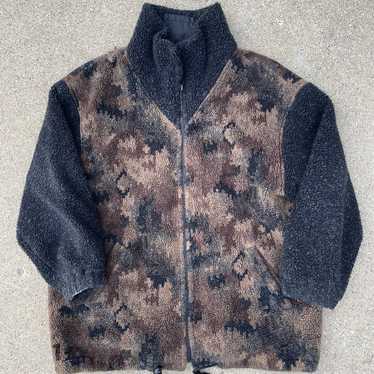 Vintage Earthtone Aztec Print Fleece Jacket - image 1