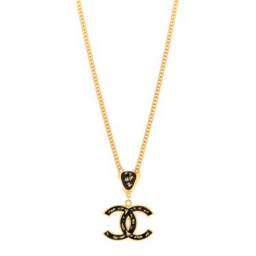 CHANEL Resin CC Necklace Gold Black - image 1