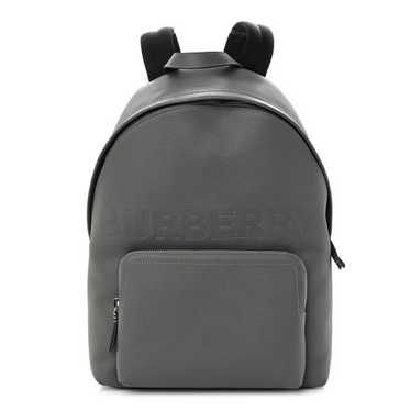BURBERRY Calfskin Logo Embossed Backpack Charcoal 