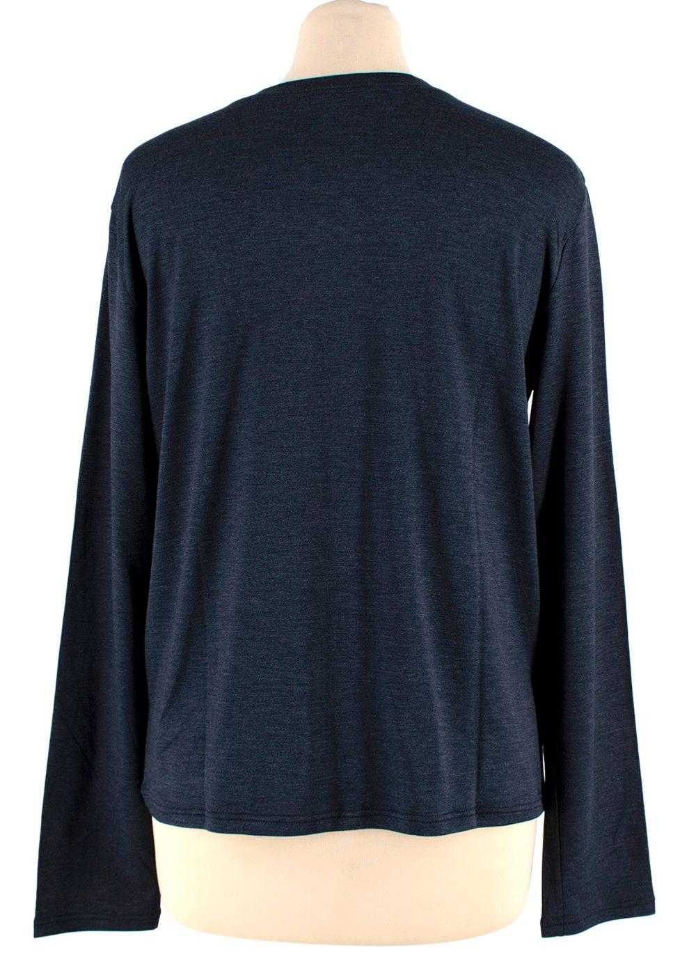 Managed by hewi Hermes Navy Silk Long Sleeve Top - image 2