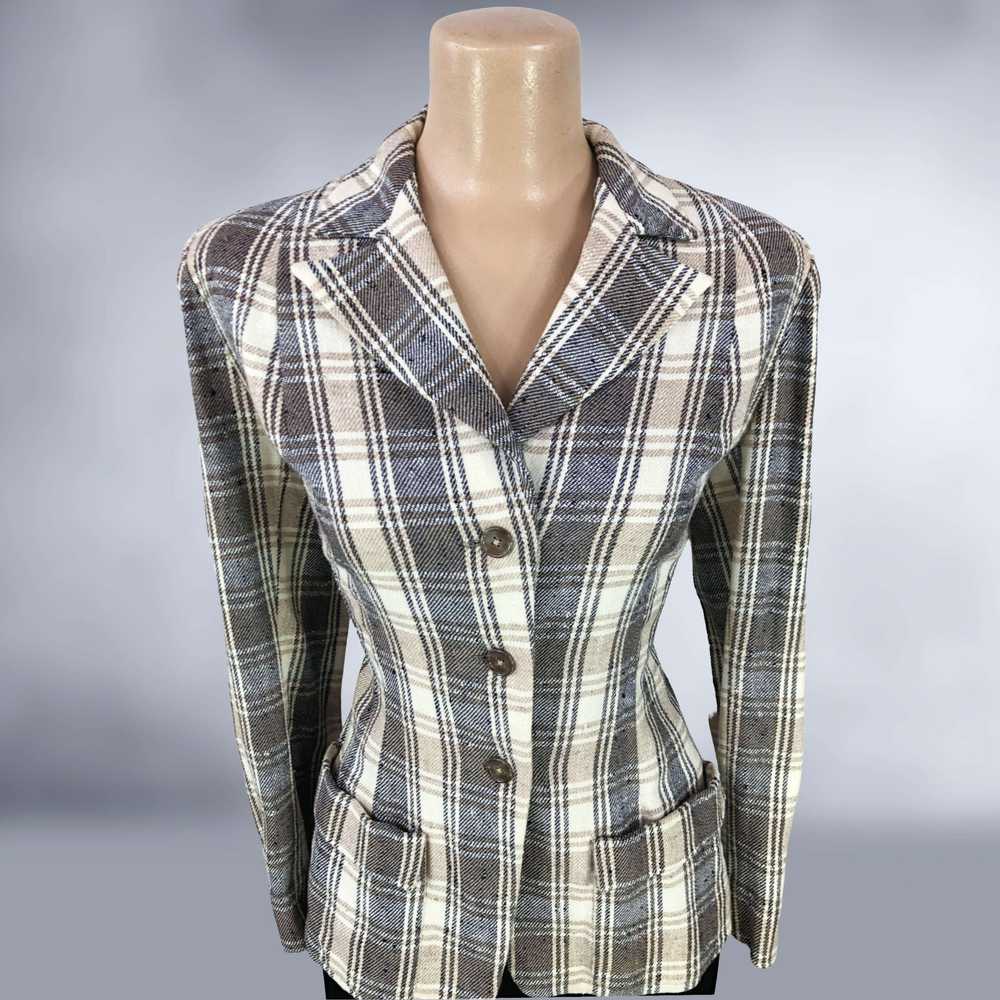 40s 50s Vintage Fitted Plaid Suit Jacket by McMul… - image 1