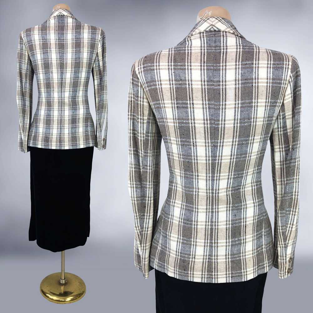 40s 50s Vintage Fitted Plaid Suit Jacket by McMul… - image 8