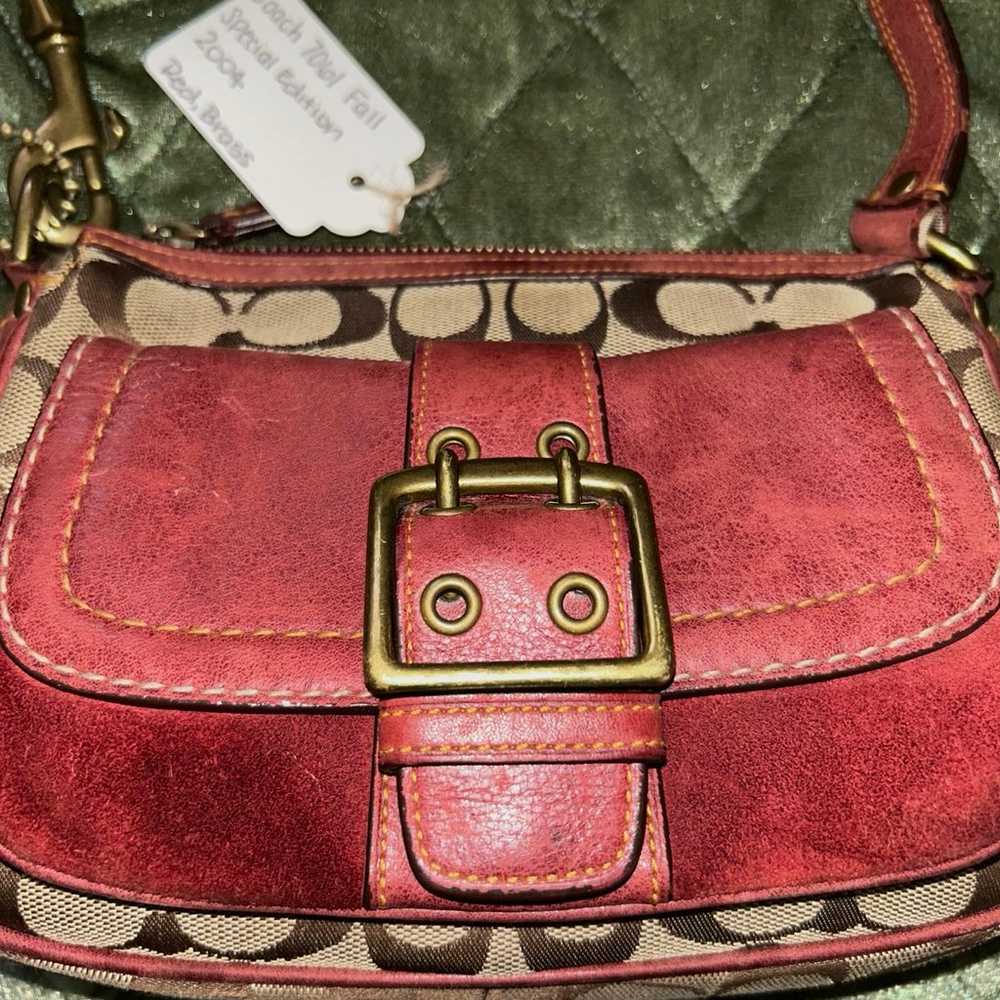 Coach Special Edition Fall 2004 Tan Signature Red… - image 2