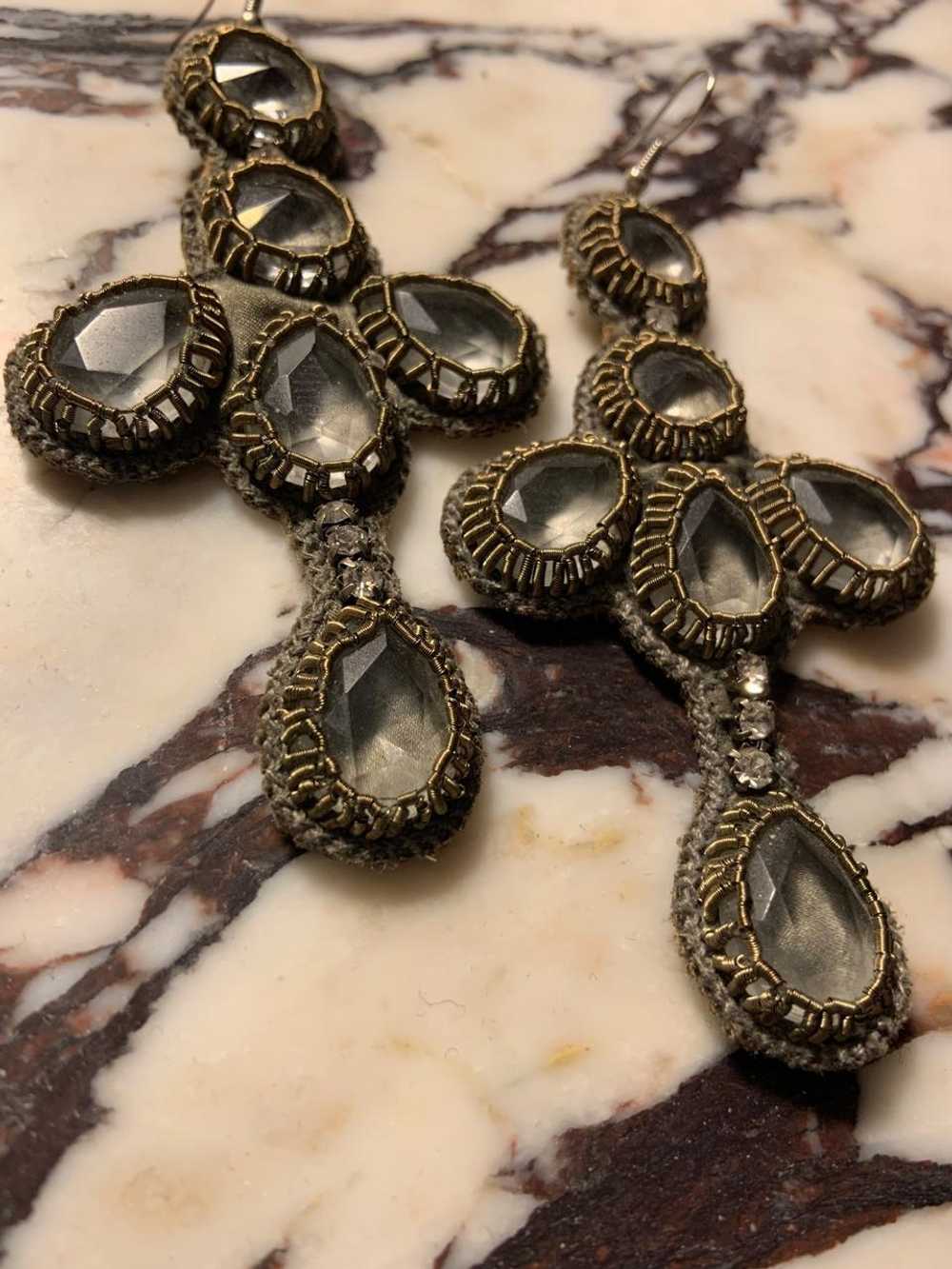 N/A Crystal and Silk Chandelier Earrings | Used,… - image 2