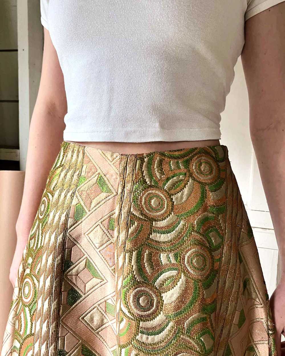 70s Metallic Silk Brocade Skirt - image 4