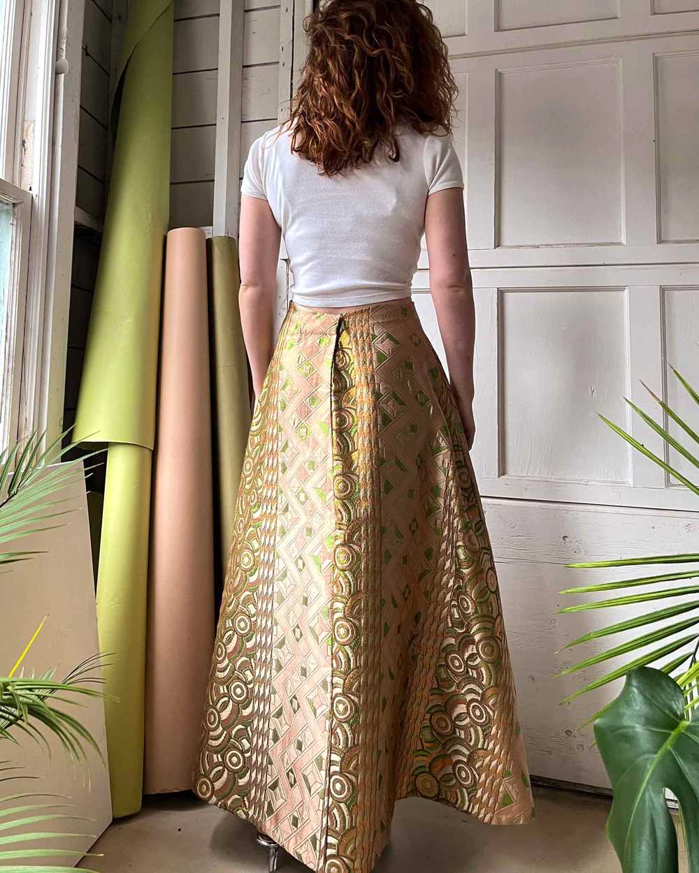 70s Metallic Silk Brocade Skirt - image 5