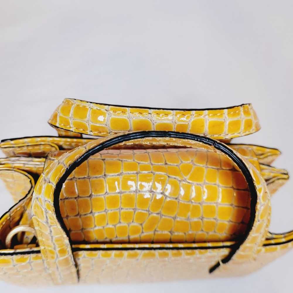 Marge Sherwood yellow croc skin square top handle… - image 4