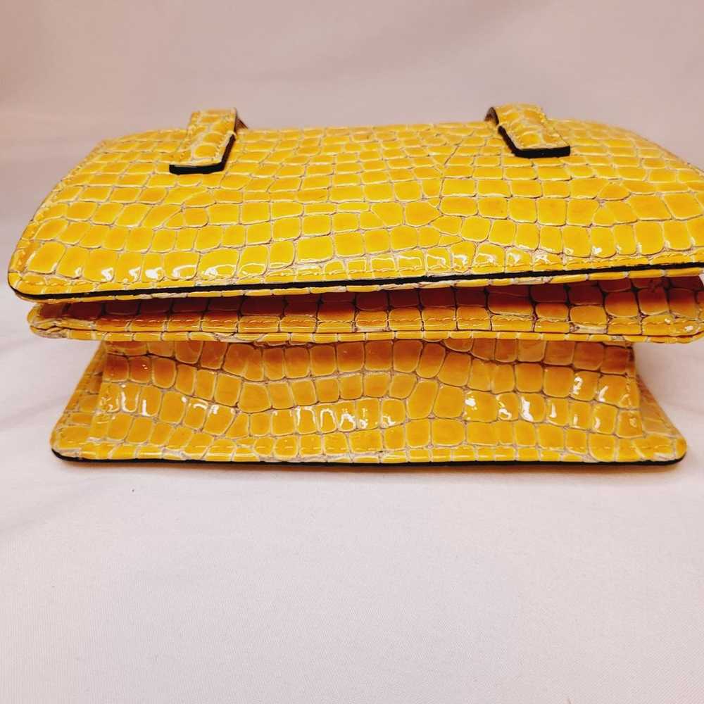 Marge Sherwood yellow croc skin square top handle… - image 6