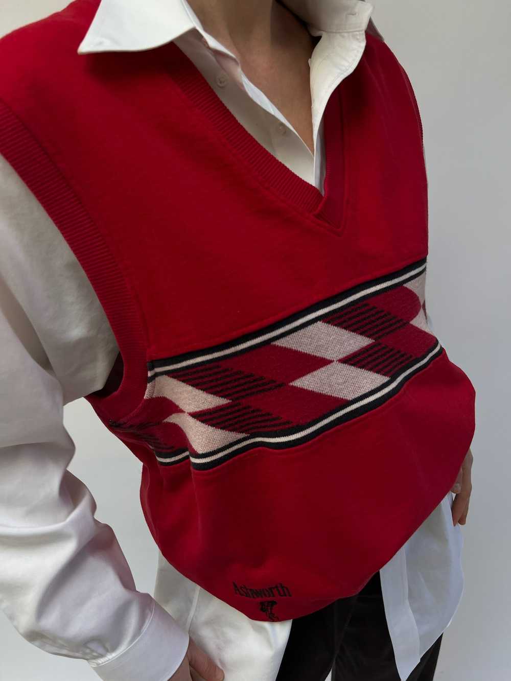 Favorite Vintage Ashworth Knit Paneled Sweater Ve… - image 2