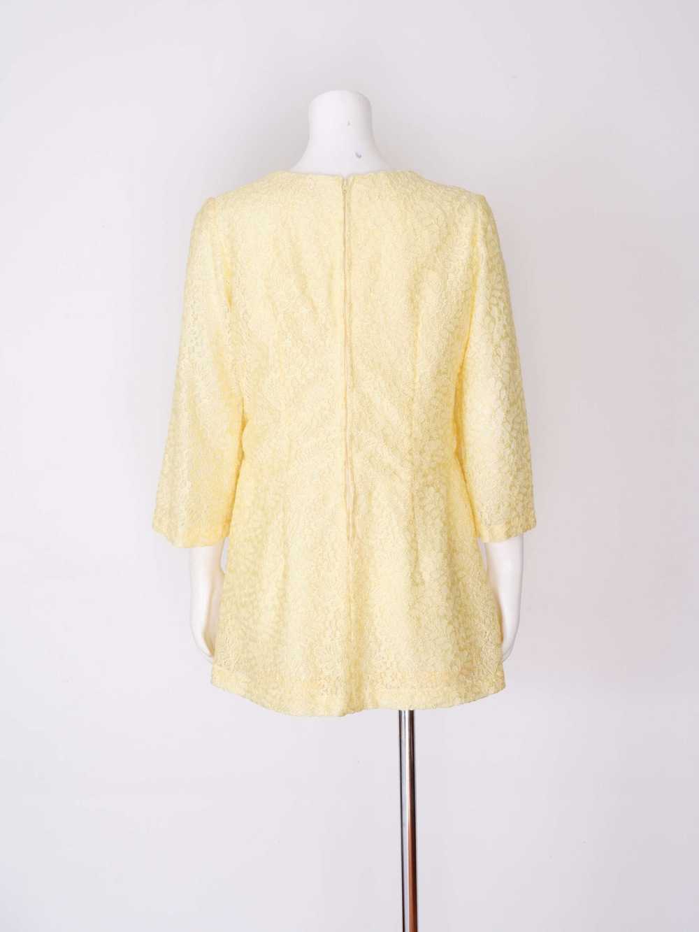 Vintage 1960s Yellow Lace Mini Dress Tunic with B… - image 6