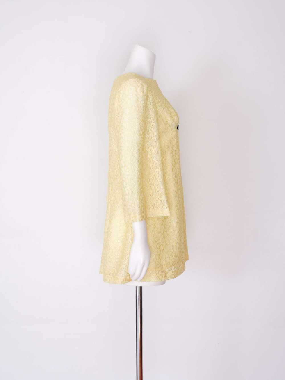 Vintage 1960s Yellow Lace Mini Dress Tunic with B… - image 7