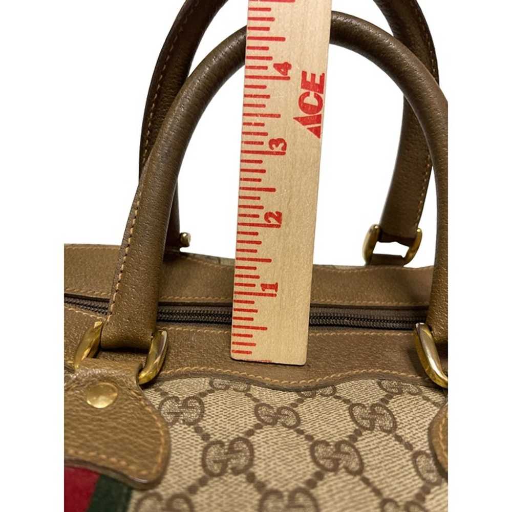 Vintage Gucci Boston Bag Logo Pattern Brown PVC B… - image 11